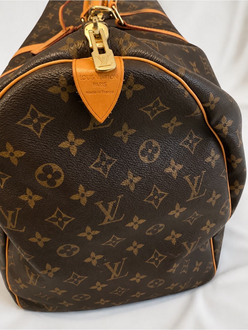 Louis Vuitton Monogram Canvas Duffel Bag with Tan Leather Trim - Picture 2 of 7